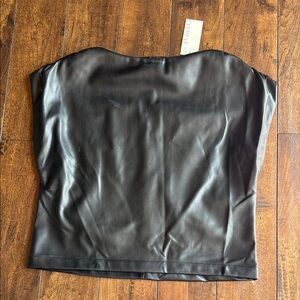 Evereve Black Faux Leather Blouse